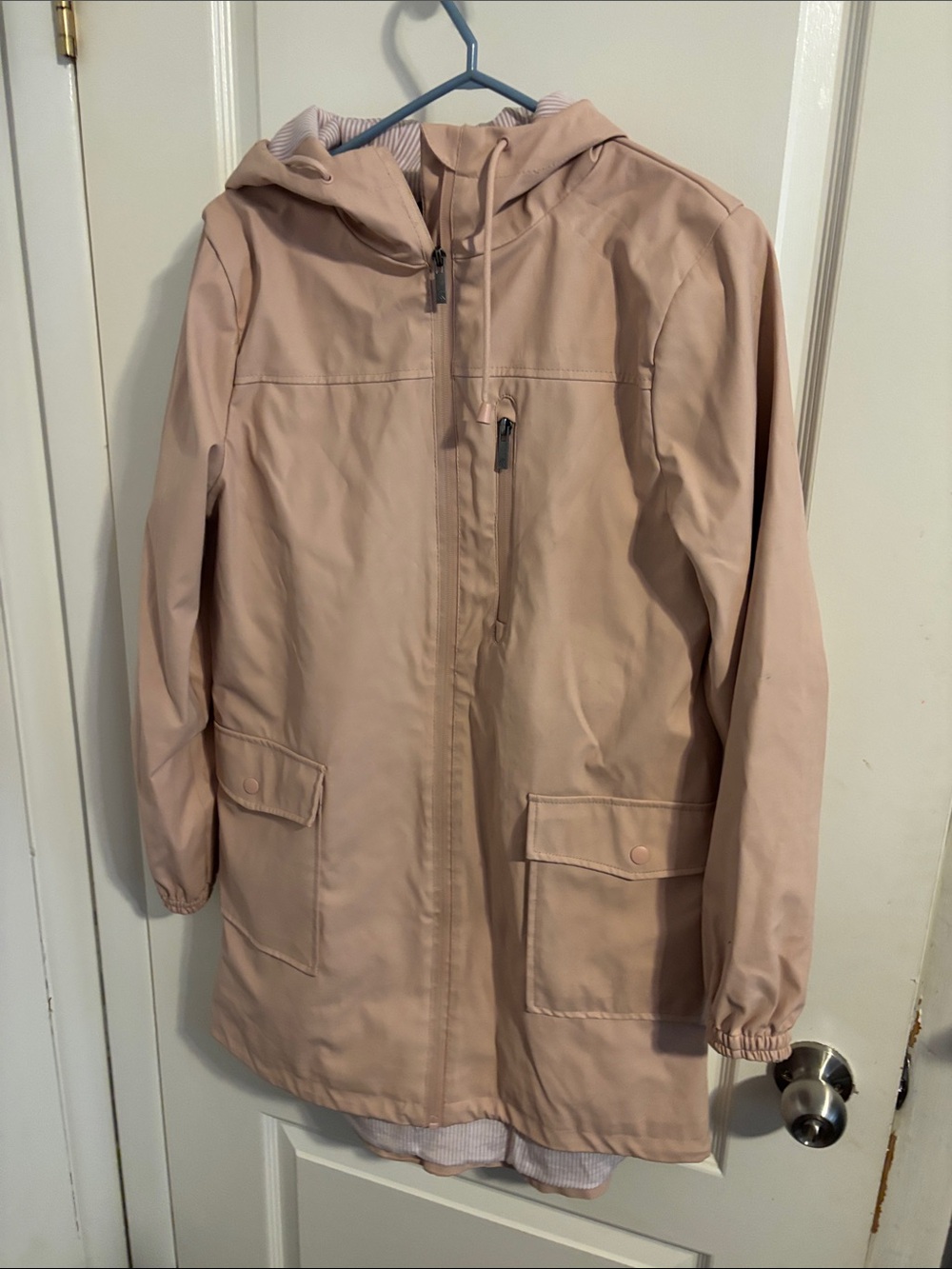 Kyodan Women’s Hooded Trench Rain  Coat in Pale Pink